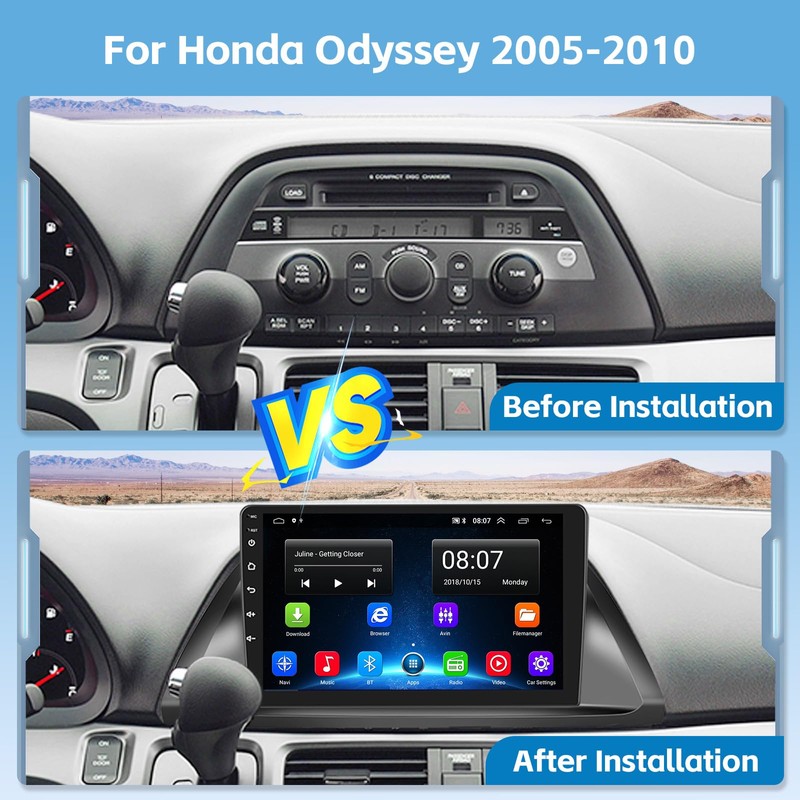 [2+64G] Hikity Android 15 Car Stereo for 2005-2010 Honda Odyssey,