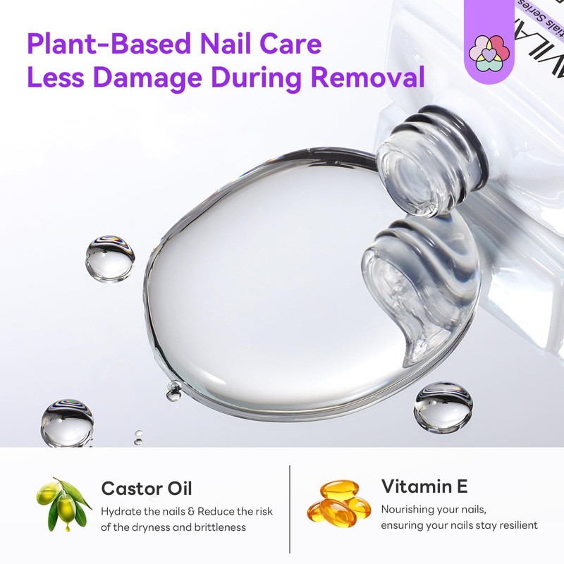 2Pcs Gentle Dip Nail Remover Kit 15ml: with Cuticle Oil