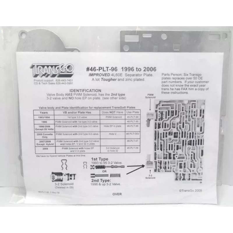 Transgo 4L60E Transgo Valve Body Plate 1996-2006 Heavy Duty (46-PLT-96)**