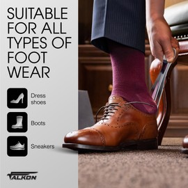 FALKON Set of 3 Metal Shoe Horns – Two 7.5" Long & One 4" Travel Shoe Horns for Women, Men, and Kids, Ideal for Travel