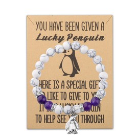 Good Luck Penguin Bracelet Penguin Lover Jewelry for Women Penguin Bead Bracelet (A Lucky Penguin bracelet ca)