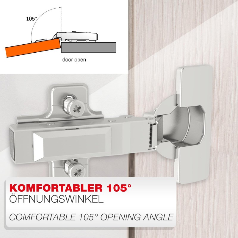 SOTECH Smooth Soft Close Pot Hinges 105° Corner Stop T45