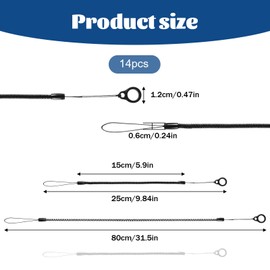 Hpmjz 14 pcs Pen Lanyards Elastic Tether Lanyard Anti-Lose Stylus Tether Clipboard Pen Leash Plastic Retractable Spring Coil Strap for Tablet Touchscreen Drawing Tethering