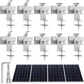 Solar Panel Mounting Brackets Kit 10Pcs Solar Roof Mount Kit for 1-4 Pieces, Aluminum Alloy Mount for Flat Pitched Roof Rack Mounting Brackets