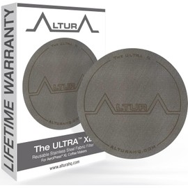 The ULTRA XL: Reusable Metal Filter for AeroPress Coffee Maker. Also Fits AeroPress Go coffee press. No More Paper Filter XL