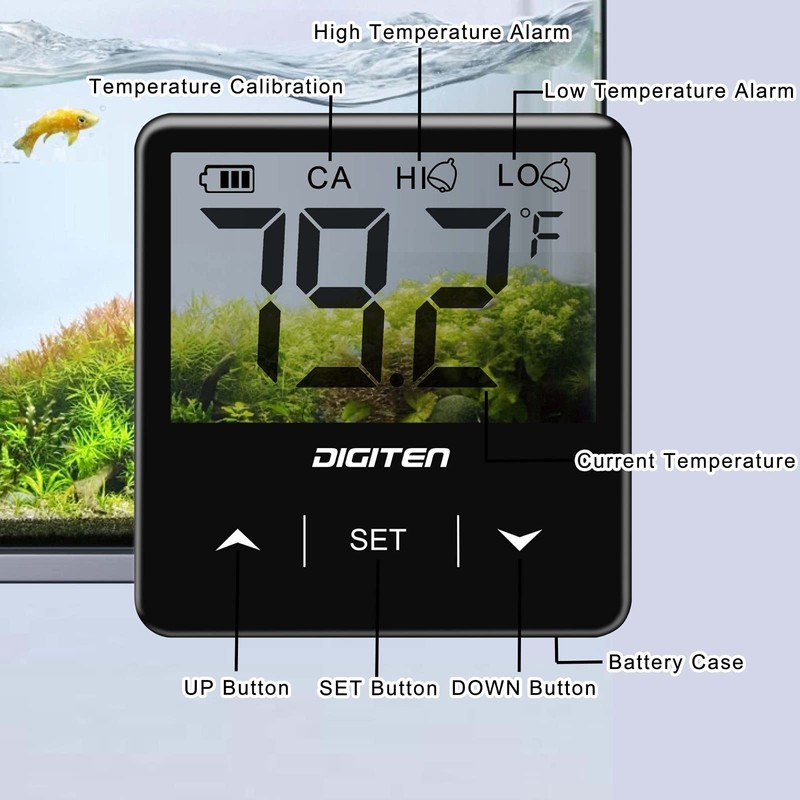 DIGITEN Aquarium Thermometer Digital Fish Tank Thermometer Stick On Water