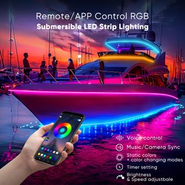 Shine Decor IP68 Waterproof LED Strip Light, Solid Silicone Smart RGB Submersible Pool Lighting Dimmable Remote & APP Control, Music Sync Colorful Outdoor Rope Lights 32.8FT 24V Power ETL Listed