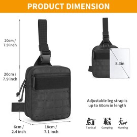 Huntvp Tactical Molle Pouch Waist Pack Tactical Belt Bag Drop Leg Bag Military EMT Organizer EDC Tool Accessory Pouch Pocket for Hiking Traveling Camping Riding Outdoor Sports (Type9-Black)