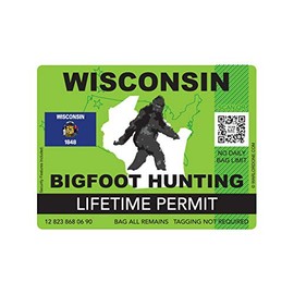 fagraphix Wisconsin Bigfoot Hunting Permit Sticker Die Cut Decal Sasquatch Lifetime FA Vinyl - 4.00 Wide