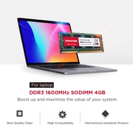 【DDR3 RAM】 GIGASTONE 64GB Kit (16x4GB) DDR3/DDR3L 1600MHz (1333MHz) PC3-12800 (PC3-10600) CL11 1.35V/1.5V 2Rx8 SODIMM 204 Pin Unbuffered Non ECC High Performance Notebook Laptop Memory Upgrade