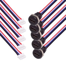 NFHK 5pcs/Set DIY OEM Type C Female Socket to 4Pin Header Cable Pitch=2.0mm Panel Mount Type DC 5V Power Data