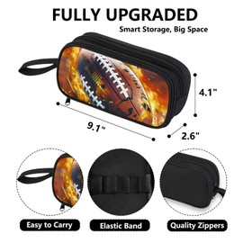 AnySmic Football Pencil Case for Boys and Girls, Sports Large Capacity Pencil Pouch for Kids, Pen Case for Elementary School Child, Polyester with Double Zipper Pen Bag Organizer Gifts for Student