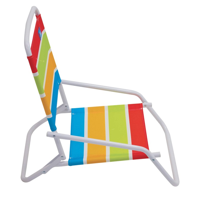 Rio Beach Wave 1-Position Beach Folding Sand Chair, Bright Stripes