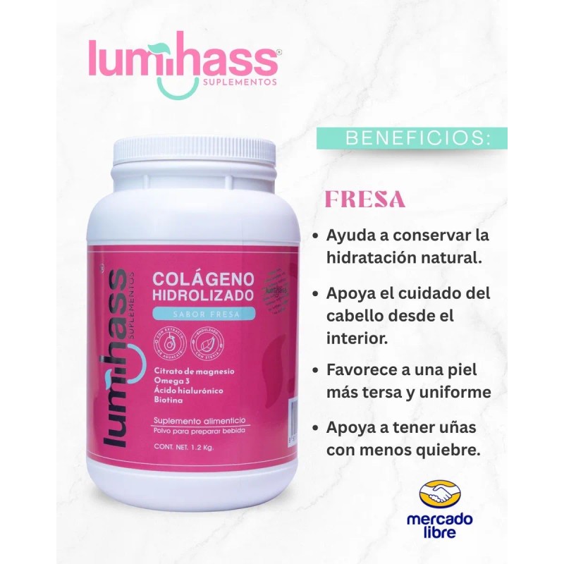 Lumihass Colageno 5 Pzas Fresa | Omega 3 + Biotina