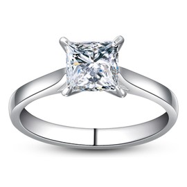 AVECON 1.5 CT Princess Cut Cubic Zirconia Engagement Rings for Women Silver Cubic Zirconia Promise Ring CZ Wedding Rings for Women Christmas Birthday Jewelry Gifts for Her Girlfriend Size 7.5