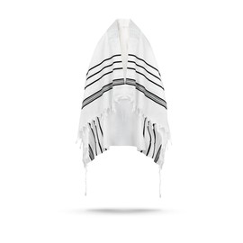 Ateret Judaica A supervised kosher Tallit Gadol Chal de oración de Israel, modelo de boda diamante, antideslizante. Lavar y planchar fácilmente., Con rayas negras, Size 70 - 80 x 60 Inch