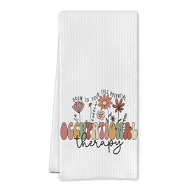 Cilrii Occupational Therapy Gifts Kitchen Towels - OT Decorative Waffle Weave Hand Towels,Occupational Therapy Gifts,Gifts for Women(16 X 24 Inches)