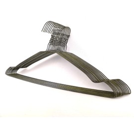 DODIN HOME Bronze Wire Notched Hangers - Space Saving Metal Coat Hangers with Trouser Bar and Skirt Hooks (Bronze, 10)