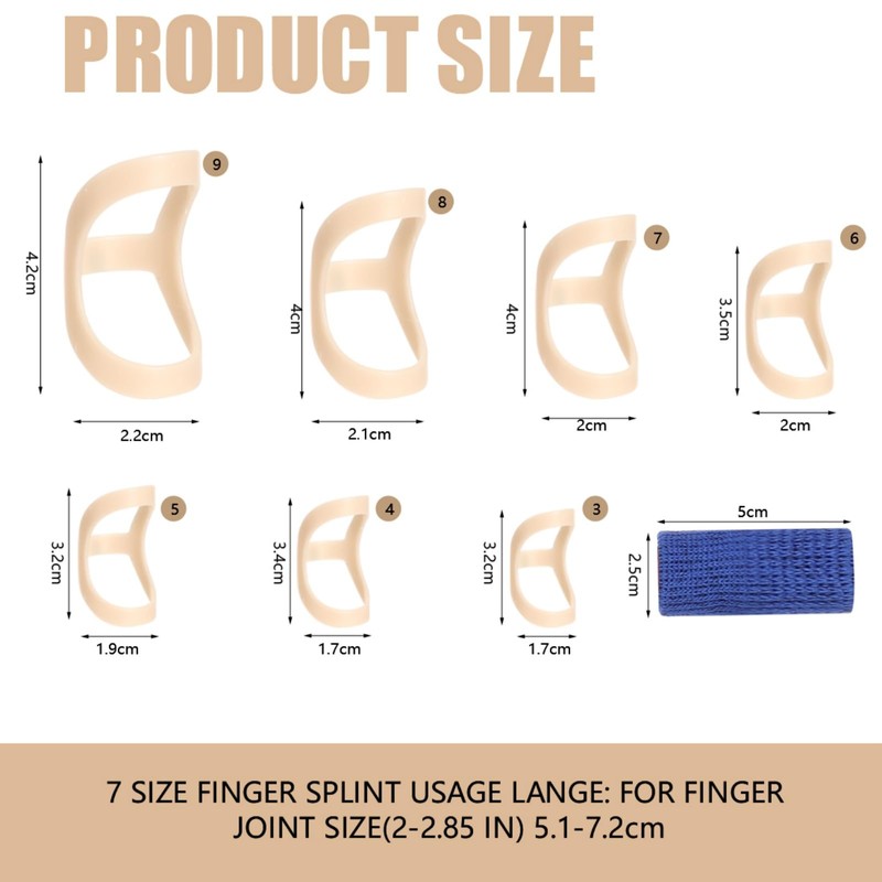 Finger Splint Kits 9 Pcs Oval Finger Splints & 3