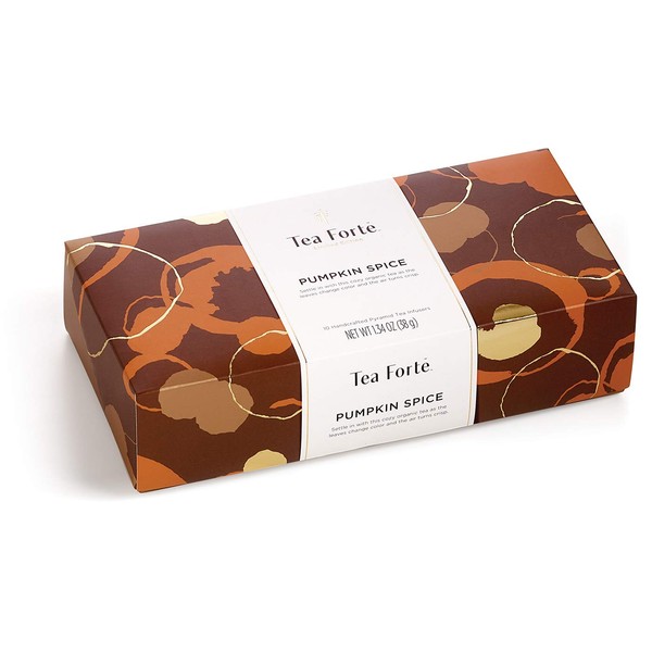 Tea Forte Pumpkin Spice Organic Black Tea Petite Presentation Box Tea Samplers, 10 Handcrafted Pyramid Tea Infusers…