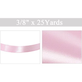 Pink Satin Ribbon 3/8 Inch x 25 Yards, Solid Color Polyester Fabric Ribbon for Gift Wrapping, Craft, Bows Making, Wreaths, Bouquets, Sewing Projects, Baby Showers and Wedding Party Decoration