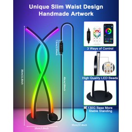 Daymeet LED Bedside Table lamp, Modern Bedside Light Desk Nightstand Lamp RGBIC Color Changing Dimmable with Remote Music Sync Bluetooth APP Control Night Light for Home Living Bedroom Office Decor