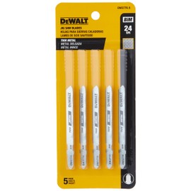DEWALT - DW3776-5 Jigsaw Blades, Thin Metal Cutting, T-Shank, 3-Inch, 24-TPI, 5-Pack (DW37765)