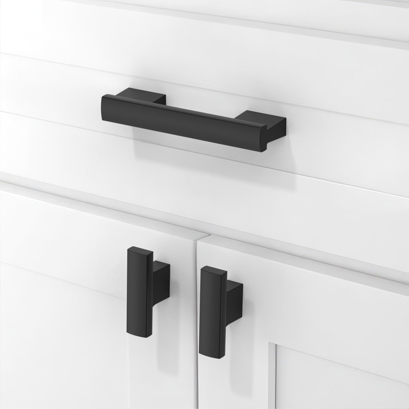 Asimerdeco 10 Pack Matte Black Cabinet Knobs Single Hole Cabinet