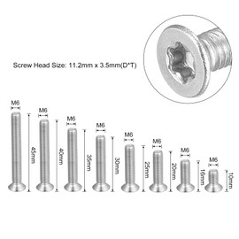 sourcing map M6 Torx Security Screws Kit, (M6x10/16/20/25/30/35/40/45mm)65pcs 304 Stainless Steel Countersunk Head Tamper Proof Screw, W 1pcs T30 Wrench Bolts
