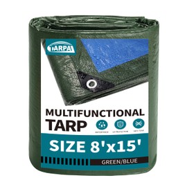 TARPAL 8x15 Green Tarp Waterproof Lightweight tarps Multipurpose Protective Cover All Purpose Poly Tarps Cover for Firewood Outdoor Furniture etc