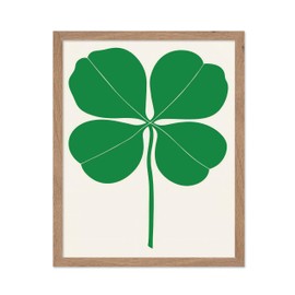 Poster Master Vintage Illustration Poster - Retro Modern Print - Four Leaf Clover, Floral, Plant, Minimal, Abstract - Gift for Artist, Friend - Wall Decor for Home, Office, 11x14 Beige Framed