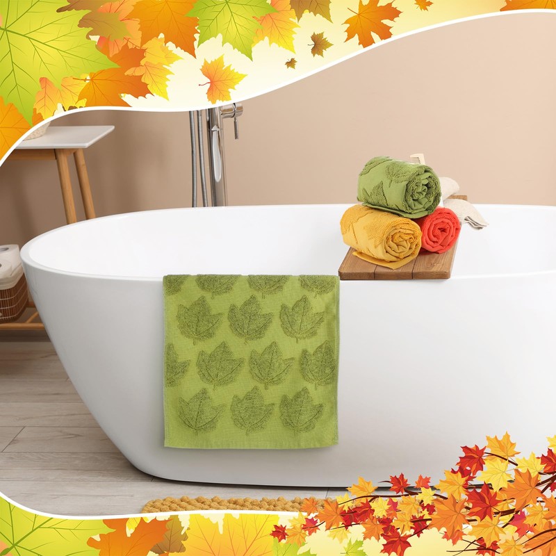 Oudain 3 Pcs Thanksgiving Fall 3D Jacquard Hand Towels Set