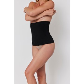 BUMPSUIT Postpartum Waist Trainer for Women Lower Belly Fat, Seamless Elastic Fabric Pull Up Style Tummy Control Shapewear Compression Garment Black