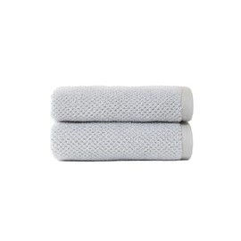 Cozy Earth Nantucket 60% Cotton 40% Viscose from Bamboo Hand Towel - 600 GSM Plush & Fast-Drying with Rice Weave Pattern - 2 Pack 20" x 30" Luxury Hand Towel - Harbor Mist