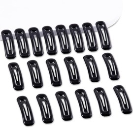 Cptots 20 PCS Small Rectangle Hair Barrettes For Women Non Slips Snap Clips For Thin Fine Hair,Bright Black,1.97 x 0.55Inch