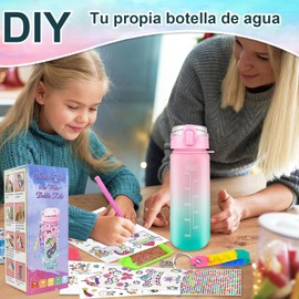 Kit de Manualidades DIY de Unicorn para Niña, Kit de Botellas de Agua con Calcomanías de Diamantes para Niños, con Cadena de Llaves, Regalos de Manualidades para Niñas de 6 a 13 años, Ideales para Cumpleaños y Navidad