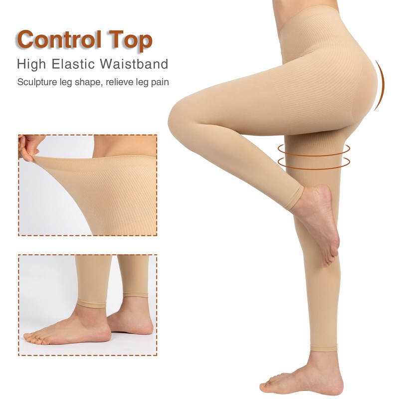 MD FootThera medias de compresión para mujer，8-15mmHg, medias opacas sin