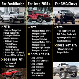 EcoAuto 8" Universal Short Stubby Truck Antenna — Truck Accessories for Ford, Dodge, GMC, Chevy, Jeep (2007+) — Anti Theft with Enhanced Reception — Ditch The Whip for Sleek Antenna (Carbon Fiber)