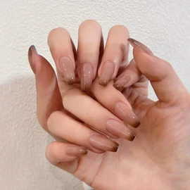 Nail Tips, 24 Pieces, Nail Tips, Short, Fall/Winter Design, Elegant Nails, Glossy False Nails, Bride Nails, Japanese Style, Cute, Simple, 3D nails, Fake nails, Coming-of-age Ceremonies, School