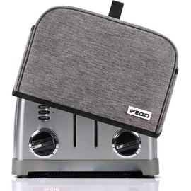 iFedio Toaster Cover 4 Slice with Storage Pockets, Toaster Dust Cover, Washable & Waterproof (Grey)