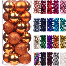 Emopeak 24Pcs Christmas Balls Ornaments for Xmas Christmas Tree - Mini Shatterproof Christmas Tree Decorations Hanging Ball for Holiday Wedding Party Decoration (Orange, 1.2"-3.1CM)