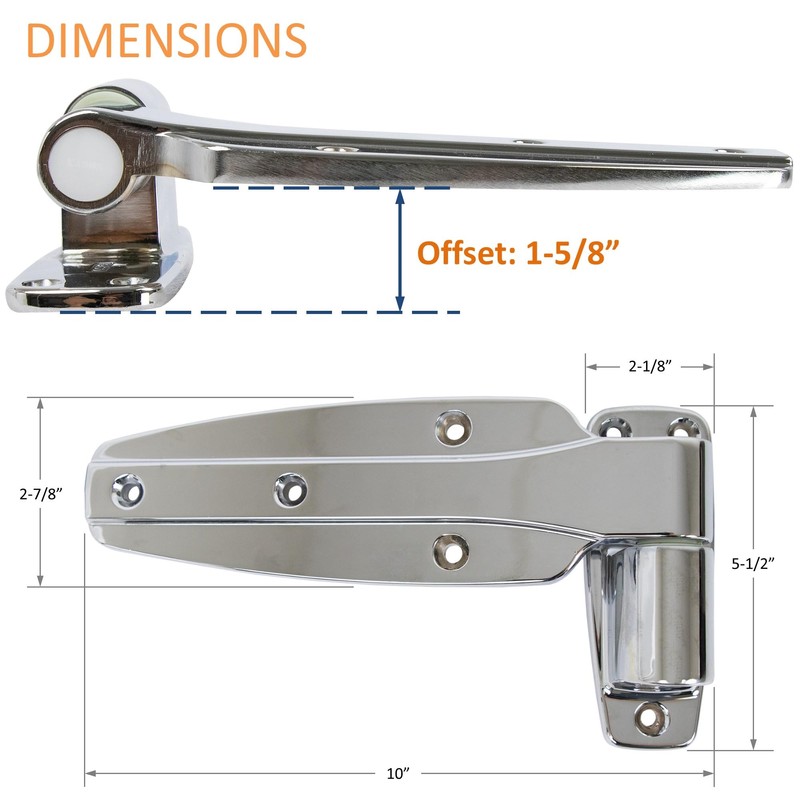 Kason 1245 Reversible Cam-Rise Hinge Chrome Finish for Freezer/Cooler/Refrigerator, 1245-201-54