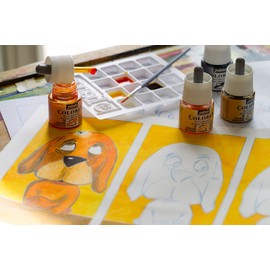 Pebeo Colorex, 水彩インク, 45 mlボトルのスポイト付き - イエローグリーン