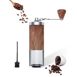 Manual Coffee Grinder with 5 Adjustable Settings Portable Conical Burr Mill with 30g Capacity for Espresso French Press Pour Over Travel & Home Use Elegant Wood Grain Finish