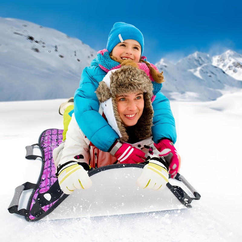 GEAVESS 45"×18" Foldable Snow Sled, Pink