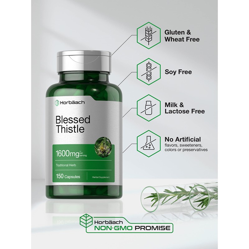 Horbaach Blessed Thistle Capsules 1600 mg | 150 Count |