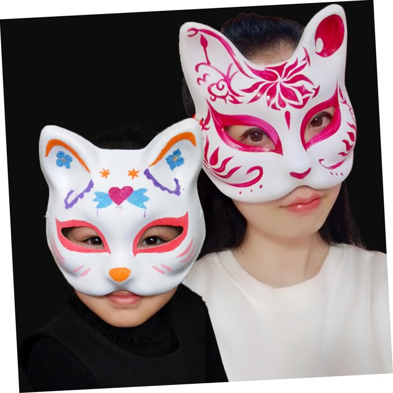 SUPVOX 10Pcs DIY Paintable Cat Face Masks Unpainted Masquerade Props