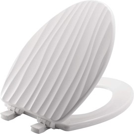 Mayfair Sculptured Rainfall Slow Close Toilet Seat, Easy Clean Hinges with Durable Wood Seat, Made in USA, Elongated, White
