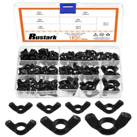 Rustark 135Pcs Black Butterfly Wing Nuts Assortment Kit M3 M4 M5 M6 M8 M10 M12 Butterfly Wingnuts Metric Carbon Steel Wing Nuts Hand Twist Secure Fasteners for Industrial Machine