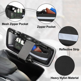 Rexmica 2pcs Hard Saddlebag Lid Organisers Compatible with Harley Davidson 1993-2022 Touring Road Glide, Electra Glide, Road King hard saddlebag, Universal Saddlebag Lid Organiser Pouch Set 49cm Long